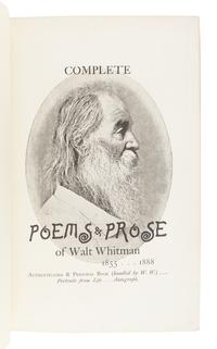 WHITMAN, Walt (1819-1892). Complete Poems & Prose of Walt Whitman, 1855...1888. Authenticated and Personal Book (handled by W.W.)... Portraits from Life...Autograph . [Philadelphia, 1888-89].