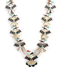 Zuni Mosiac Inlay Thunderbird Necklace Length 27 inches