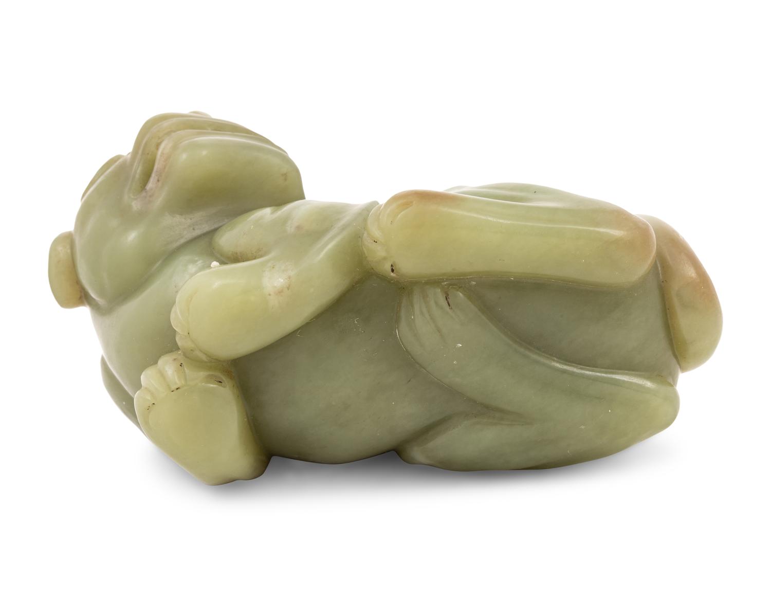 A Chinese Green Jade Figure of a Mythical Beast — 20TH CENTURY