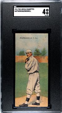 A 1911 Mecca Cigarettes T201 Christy Mathewson Double Folder Baseball Card (SGC 4 VG/EX)