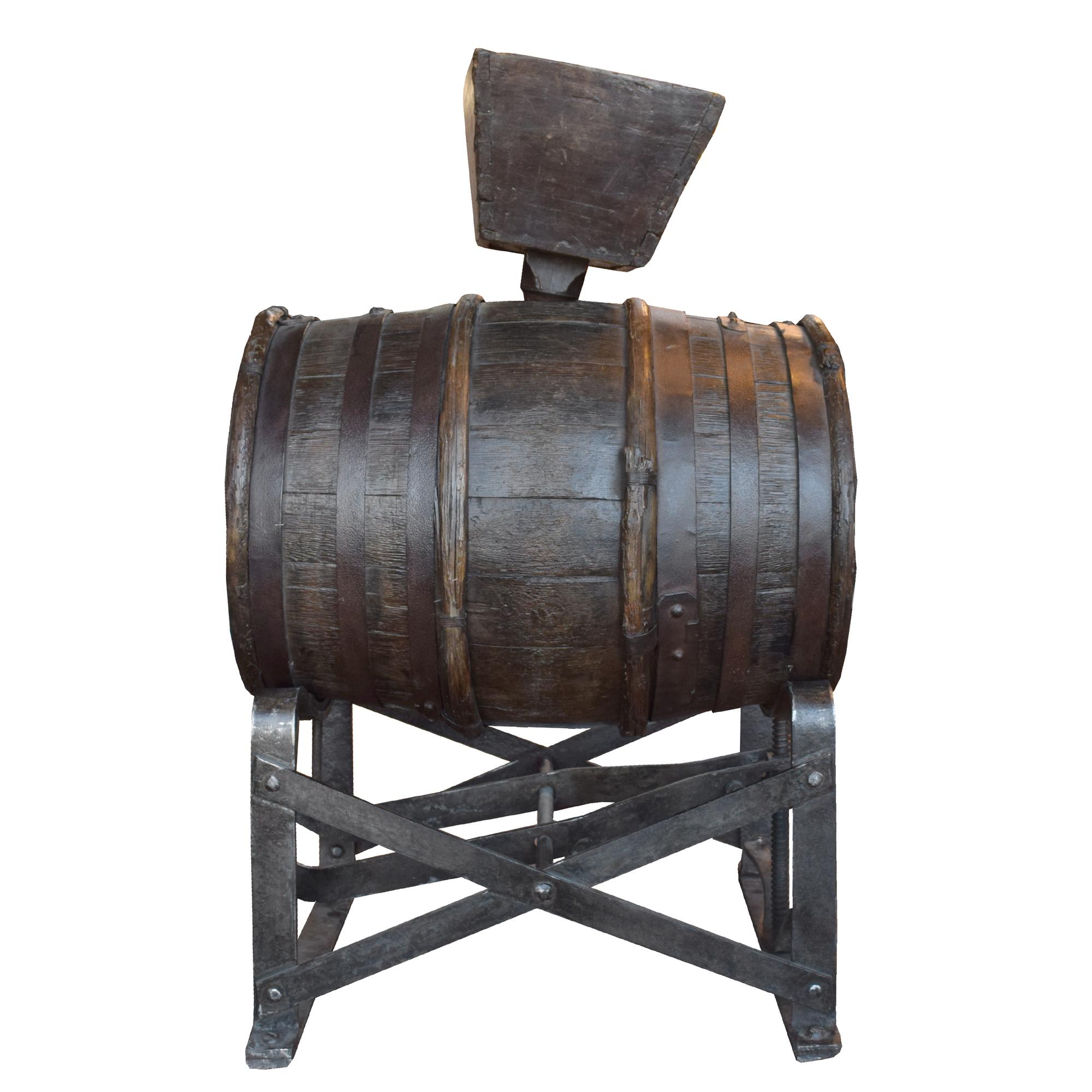An Iron and Wood Wine Caddy 22.5" W x 17.5" D x 35" H — France, 19th Century