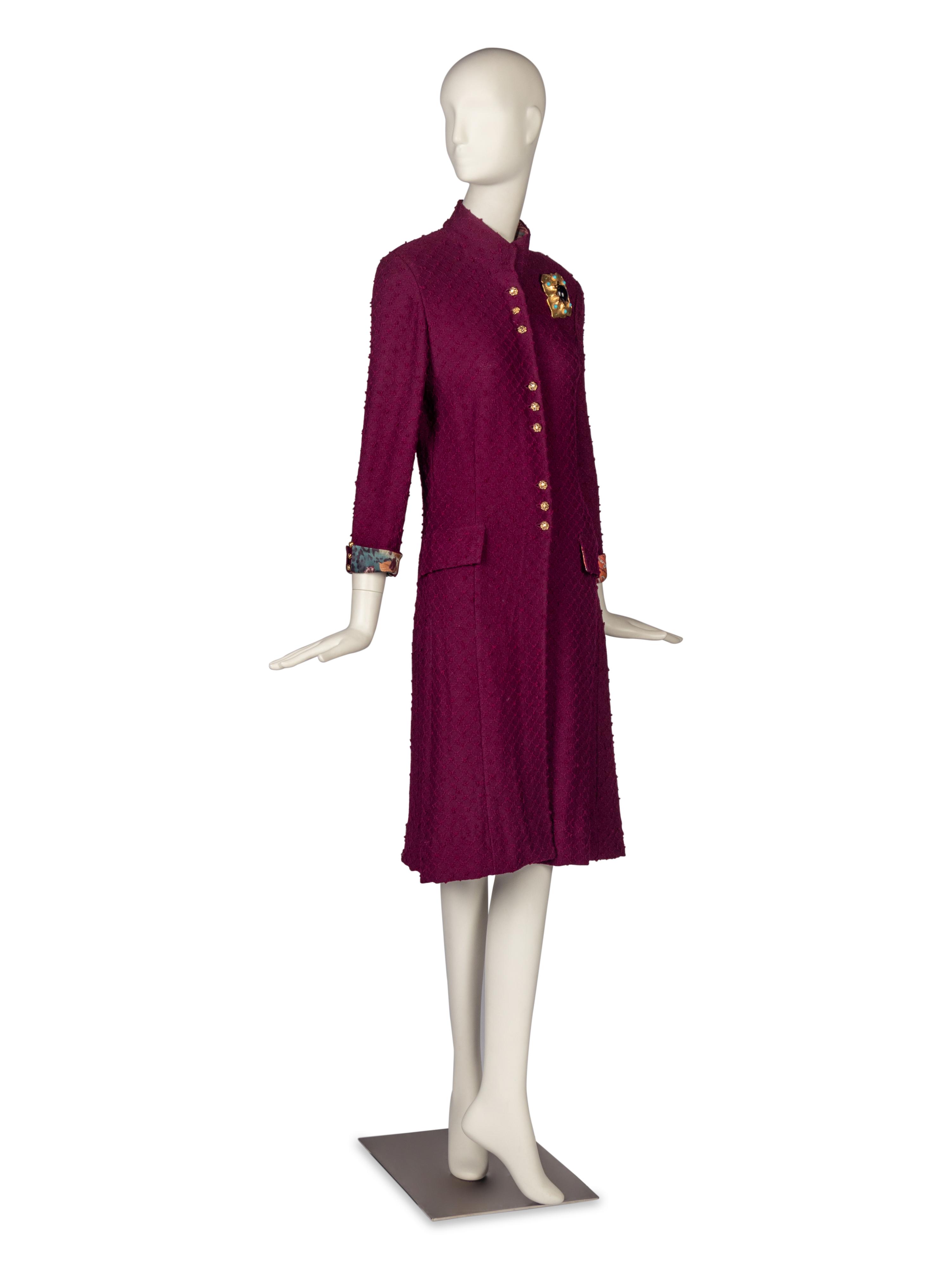 St. John Knit Coat with Brooch
