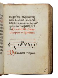 MUSIC RITES FOR FUNERALS Ritual, Use of Rome, in Latin and Italian, music manuscript on parchment [Italy, 1450–1456]