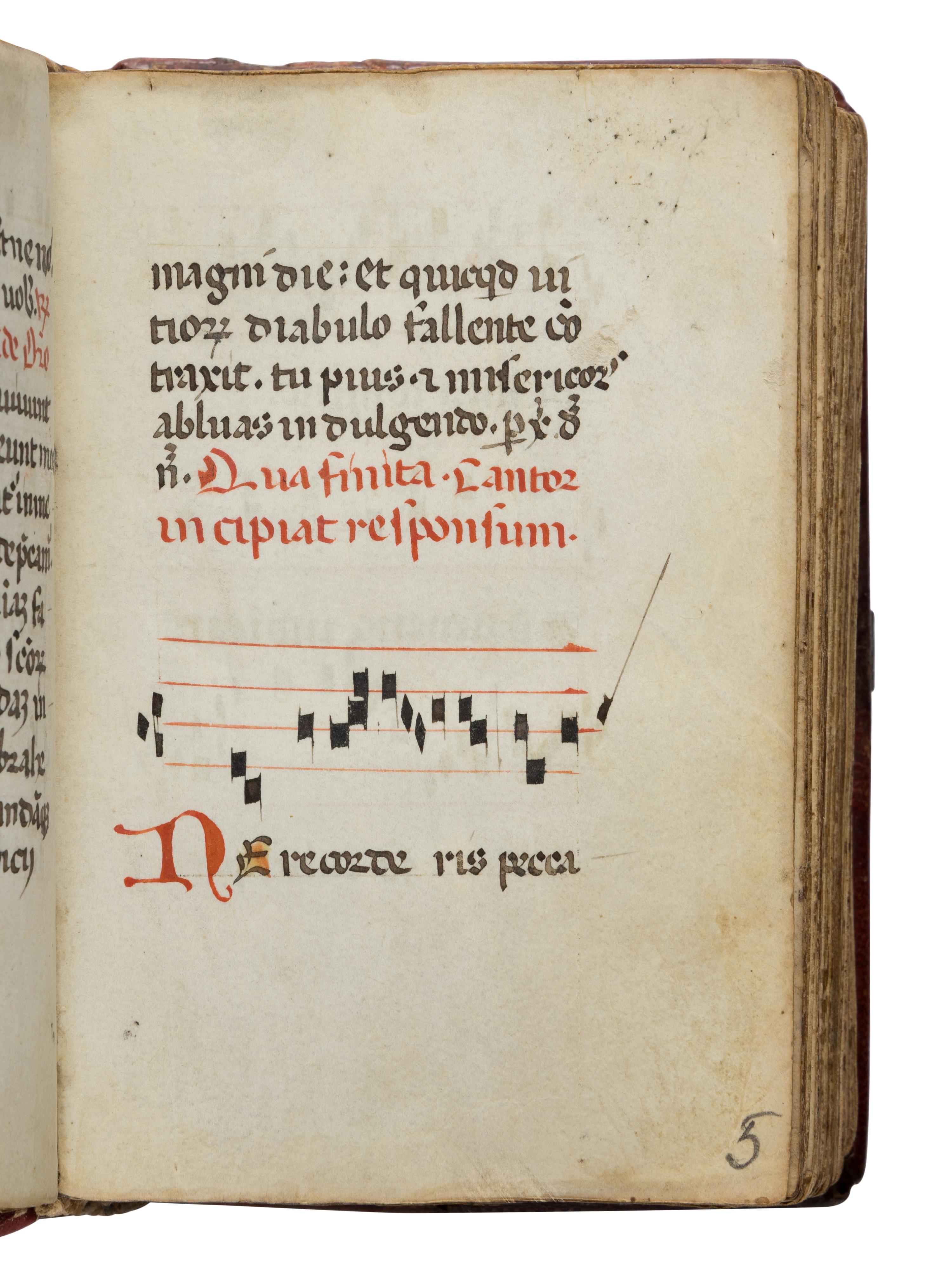 MUSIC RITES FOR FUNERALS Ritual, Use of Rome, in Latin and Italian, music manuscript on parchment [Italy, 1450–1456]