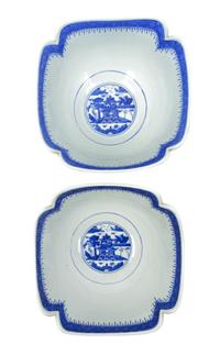 A Pair of Chinese Export Blue and White Porcelain Bowls