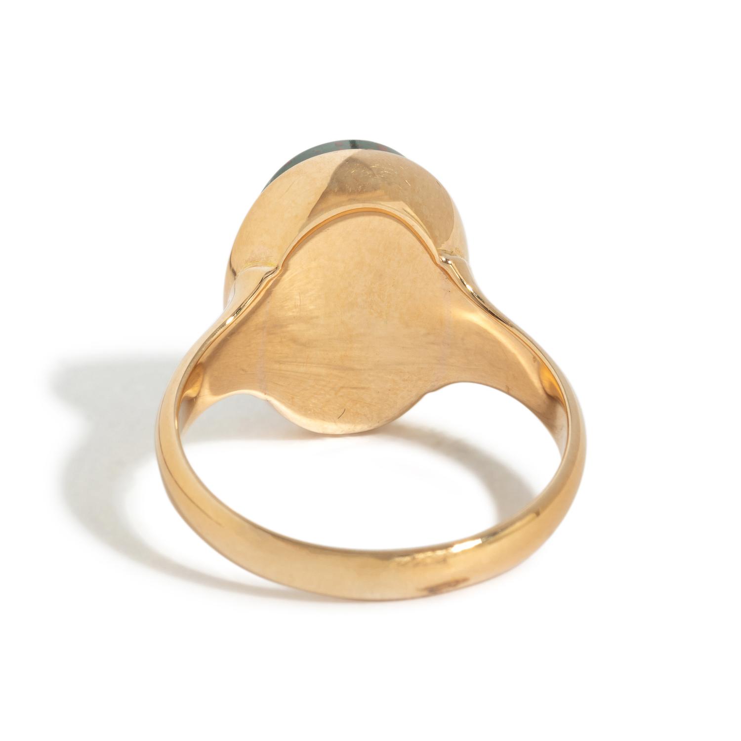 A Neoclassical Gold and Bloodstone Finger Ring with a Female Portrait Head Wearing a Phrygian Cap (Symbol of Liberty)