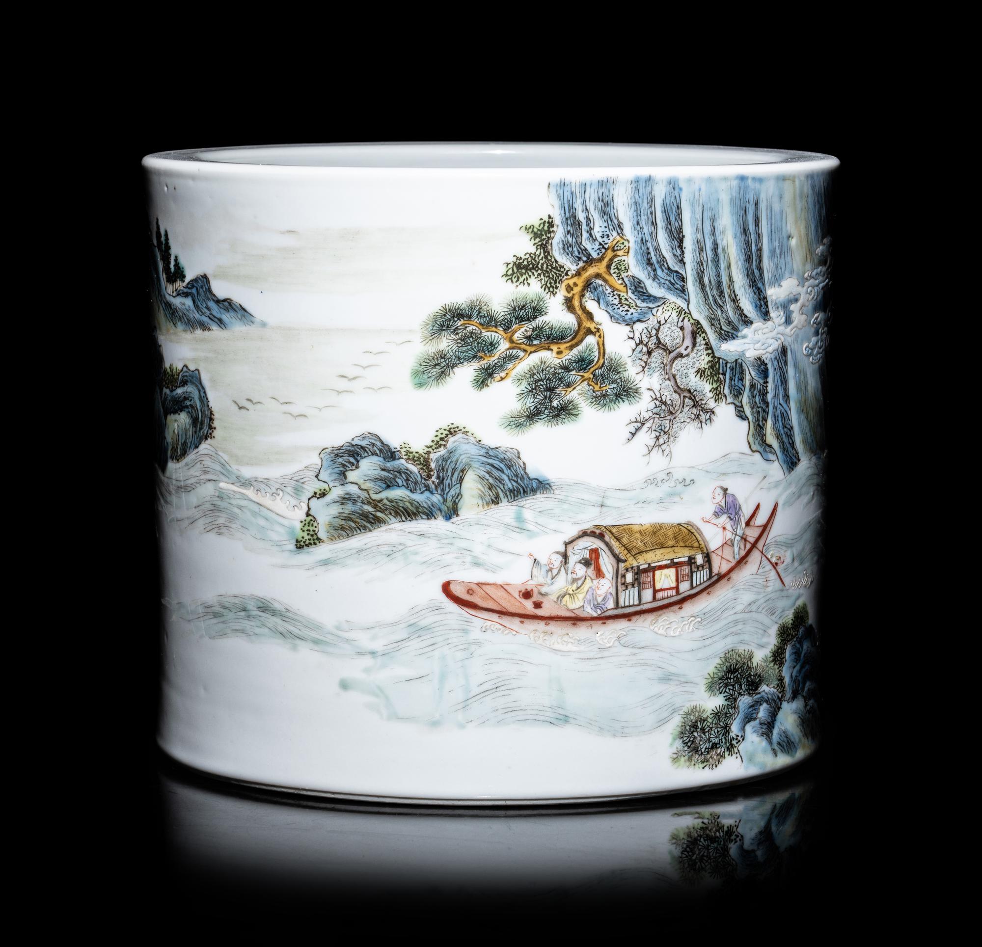 A Famille Rose Porcelain Brushpot, Bitong