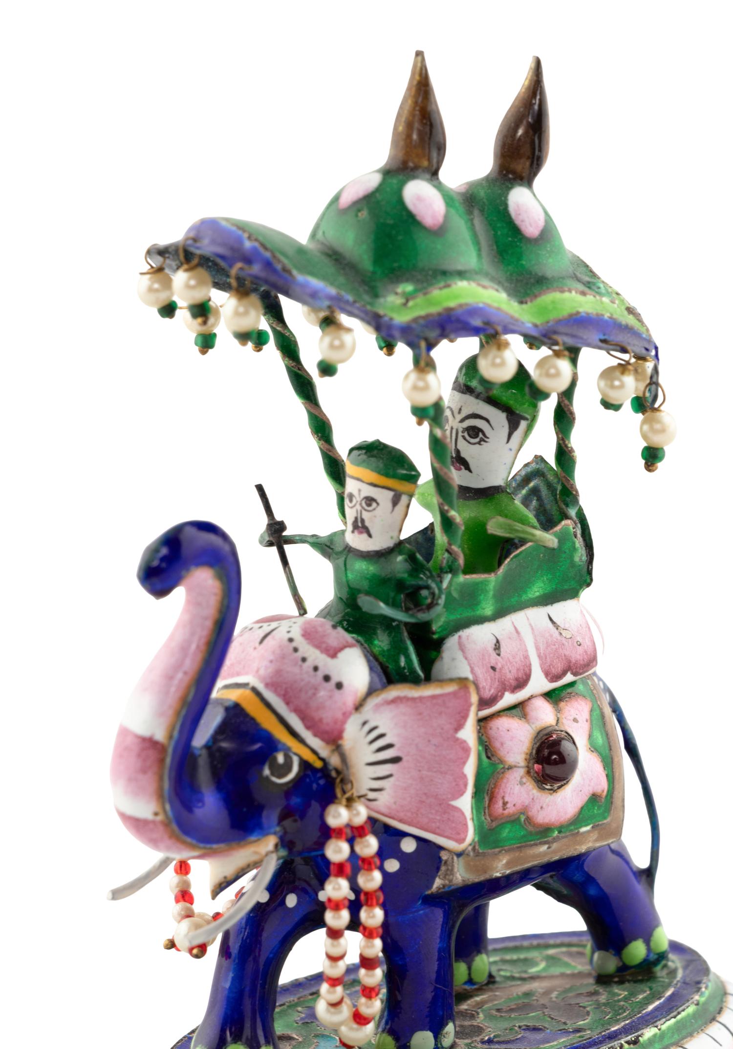 An East Indian Silver and Enamel Elephant