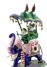 An East Indian Silver and Enamel Elephant