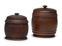 Two Treenware Lidded Jars