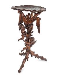 A Venetian Carved Walnut Figural Pedestal