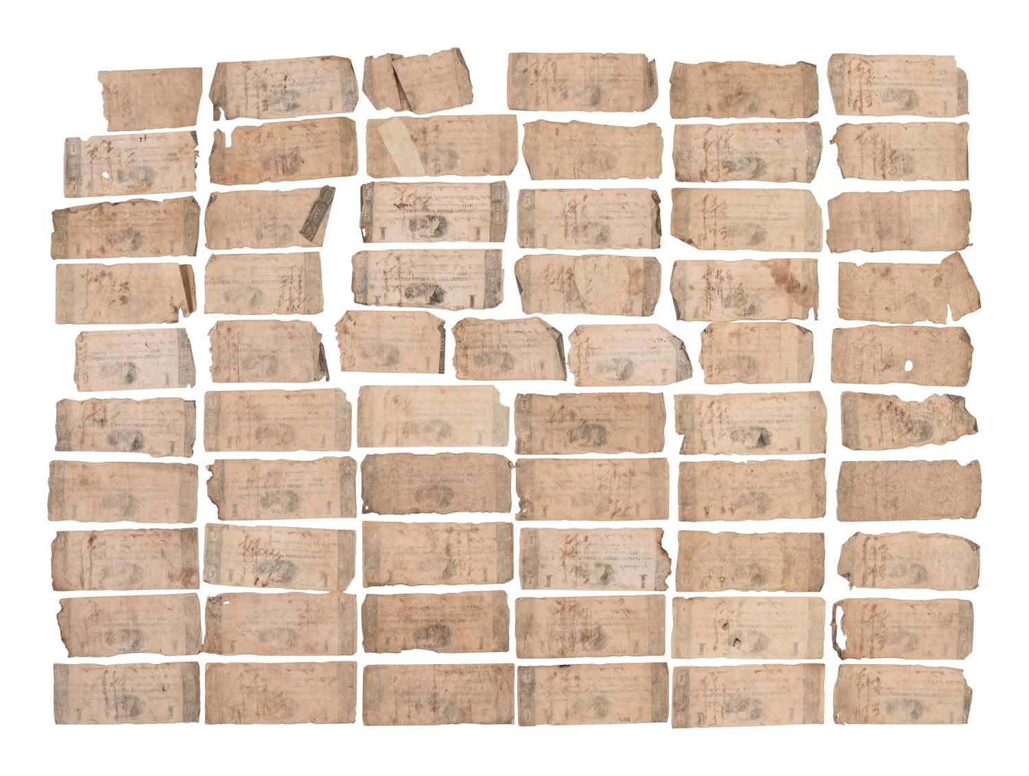 [CURRENCY]. More than 100 notes from the Owl Creek Bank of Mount Vernon, Ohio. Ca 1816-1818.