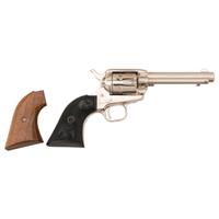 **Nickel 4.75" Colt Single Action Frontier Scout Revolver in .22 Magnum with Extra Grips