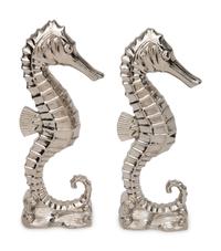 A Pair of Nickel Plated Brass Seahorse Figures