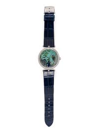 VAN CLEEF & ARPELS, WHITE GOLD, ENAMEL AND DIAMOND 'LADY ARPELS CHANCE MARTIN-PÊCHEUR' WATCH, LIMITED SERIES 14 of 22