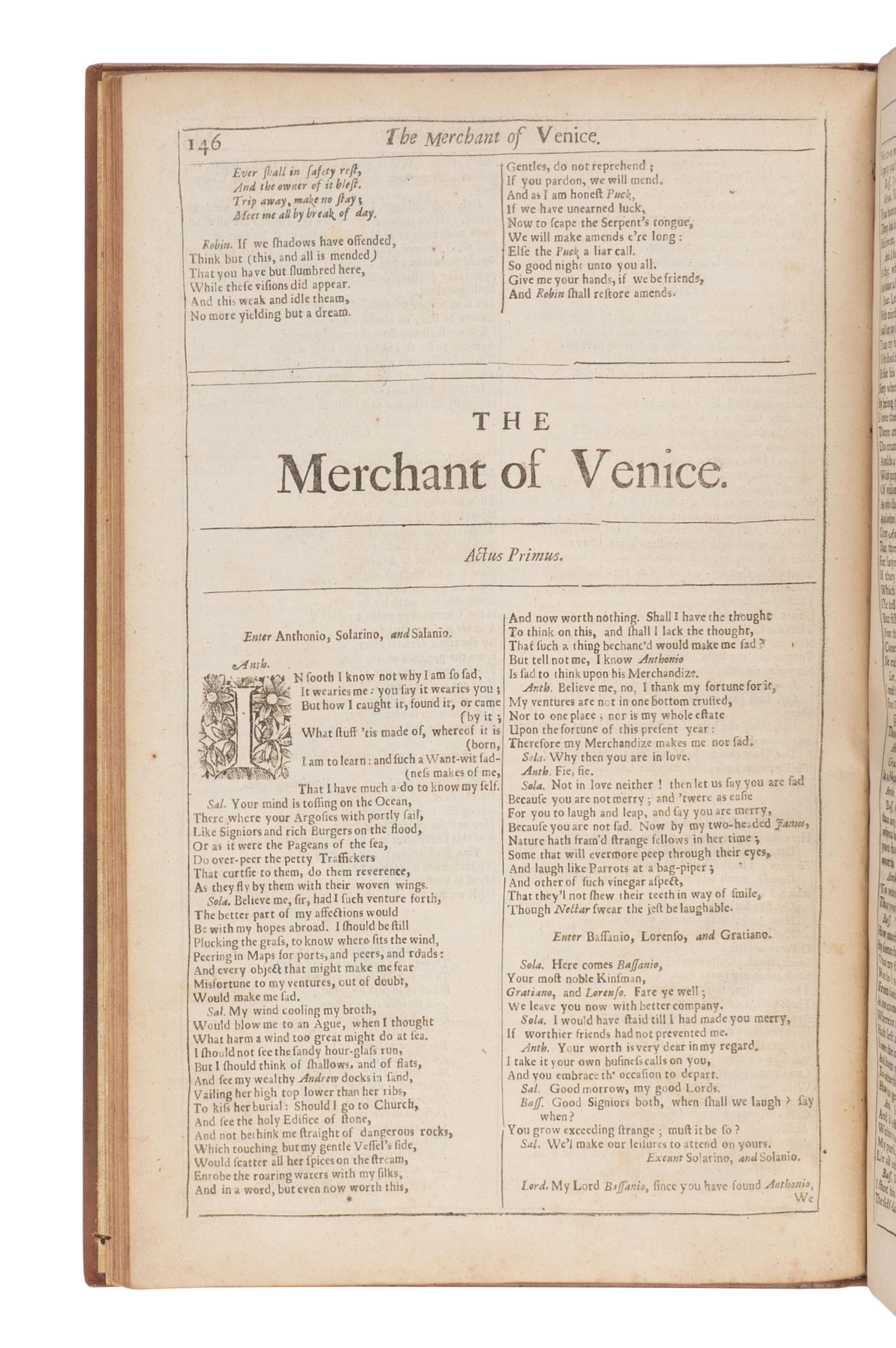 SHAKESPEARE, William (1564-1616). A group of 6 plays [extracted from: THE FOURTH FOLIO. London: H. Herringman, E. Brewster, and R. Bentley, 1685].