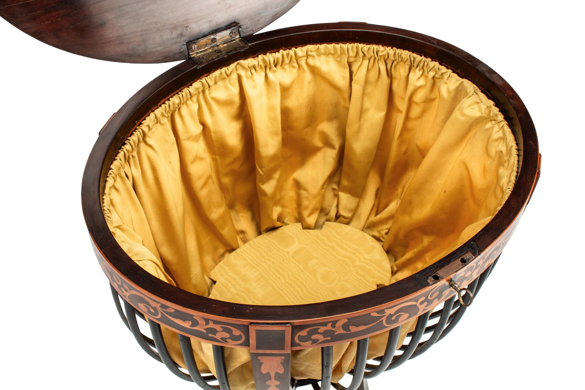 A Continental Inlaid Needlework Basket