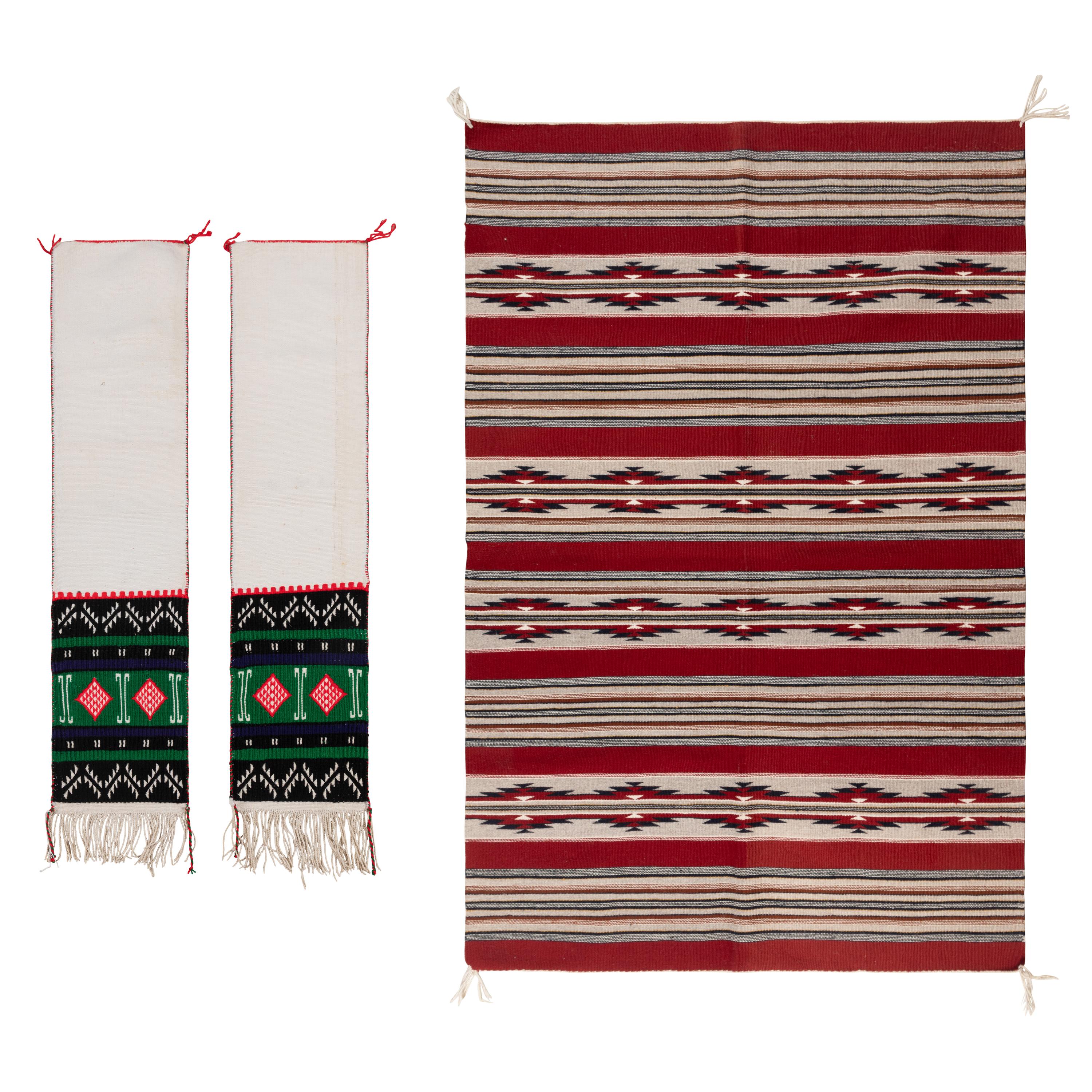 Navajo Weaving AND Hopi Brocaded Sash