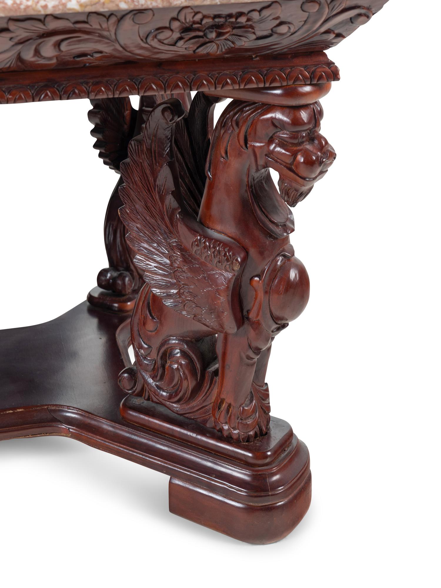 A Carved Marble-Top Desk in the Manner of R.J. Horner