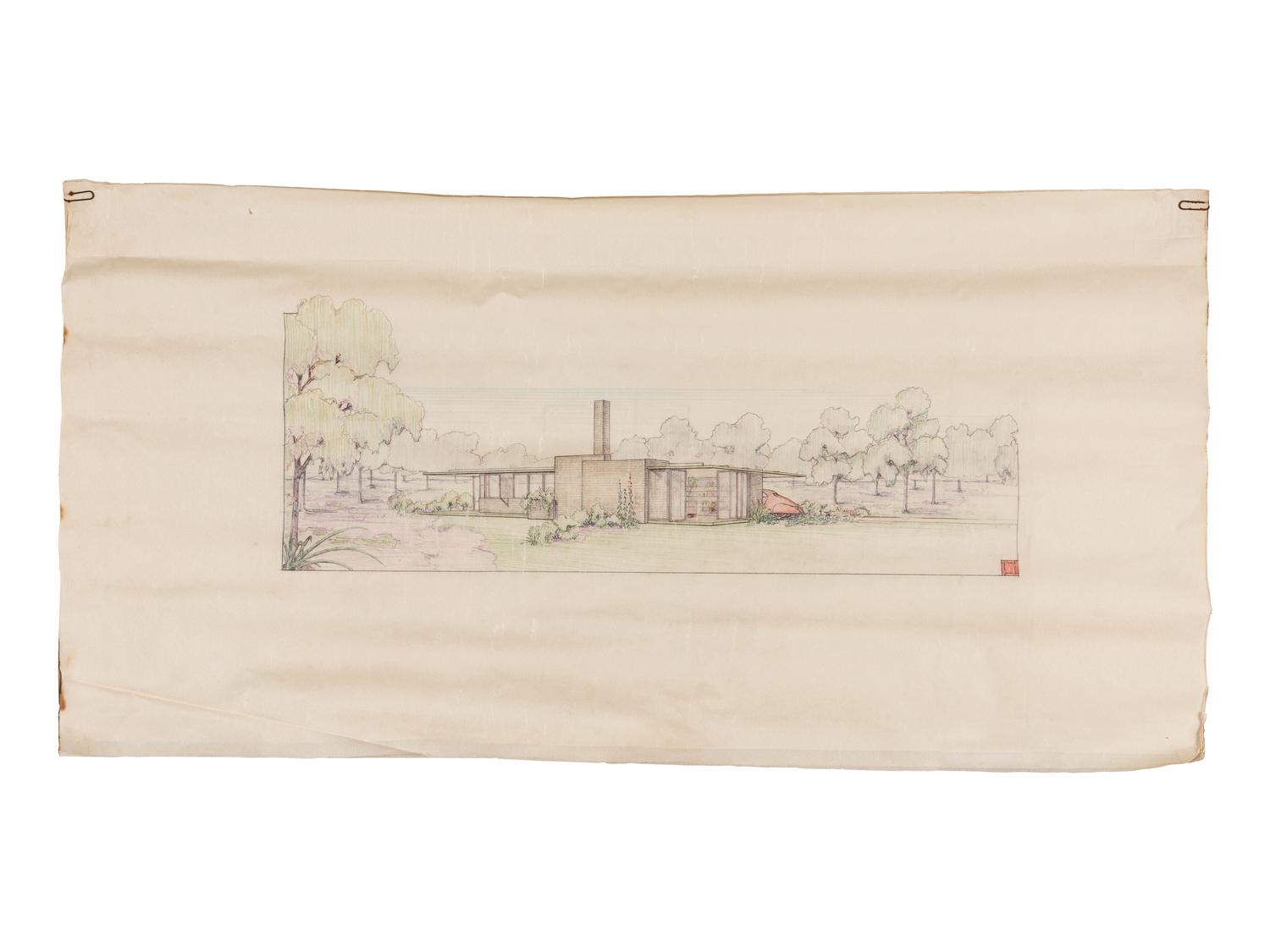 CAREY, Jesse Claude "Carey" (1917-1994). A group of original architectural drawings, blue prints, and plans, comprising drawings and printed plans of: