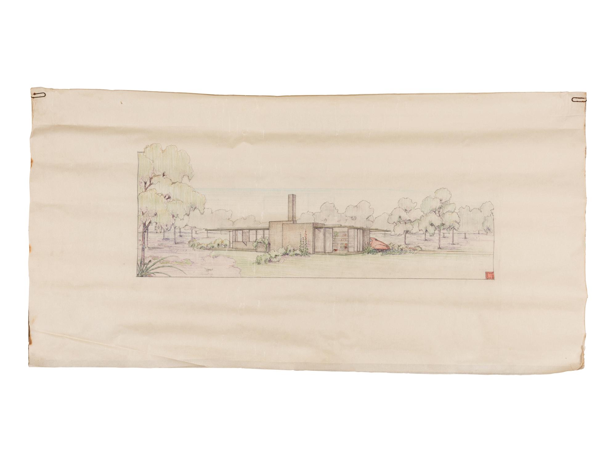 CAREY, Jesse Claude "Carey" (1917-1994). A group of original architectural drawings, blue prints, and plans, comprising drawings and printed plans of:
