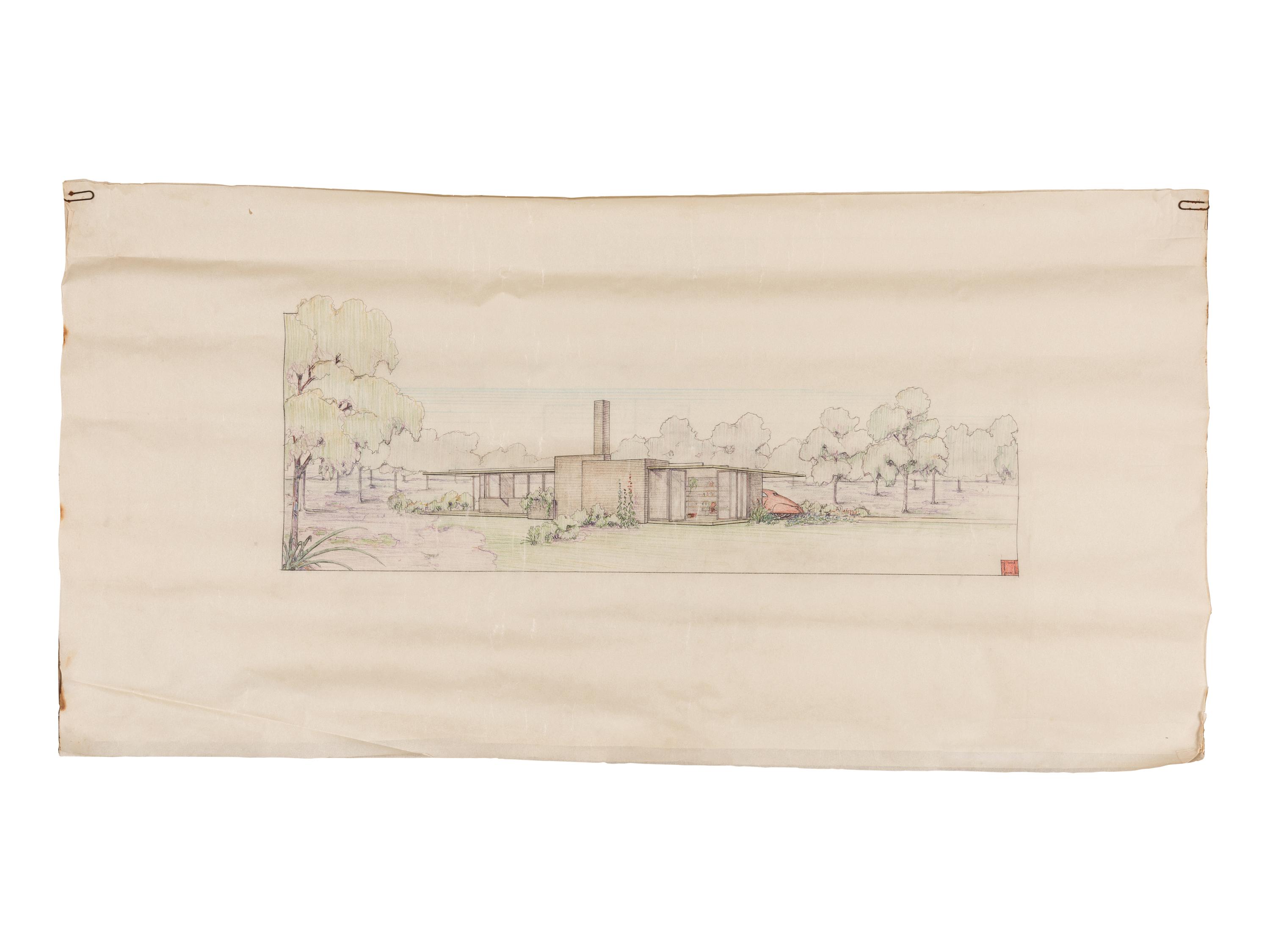 CAREY, Jesse Claude "Carey" (1917-1994). A group of original architectural drawings, blue prints, and plans, comprising drawings and printed plans of: