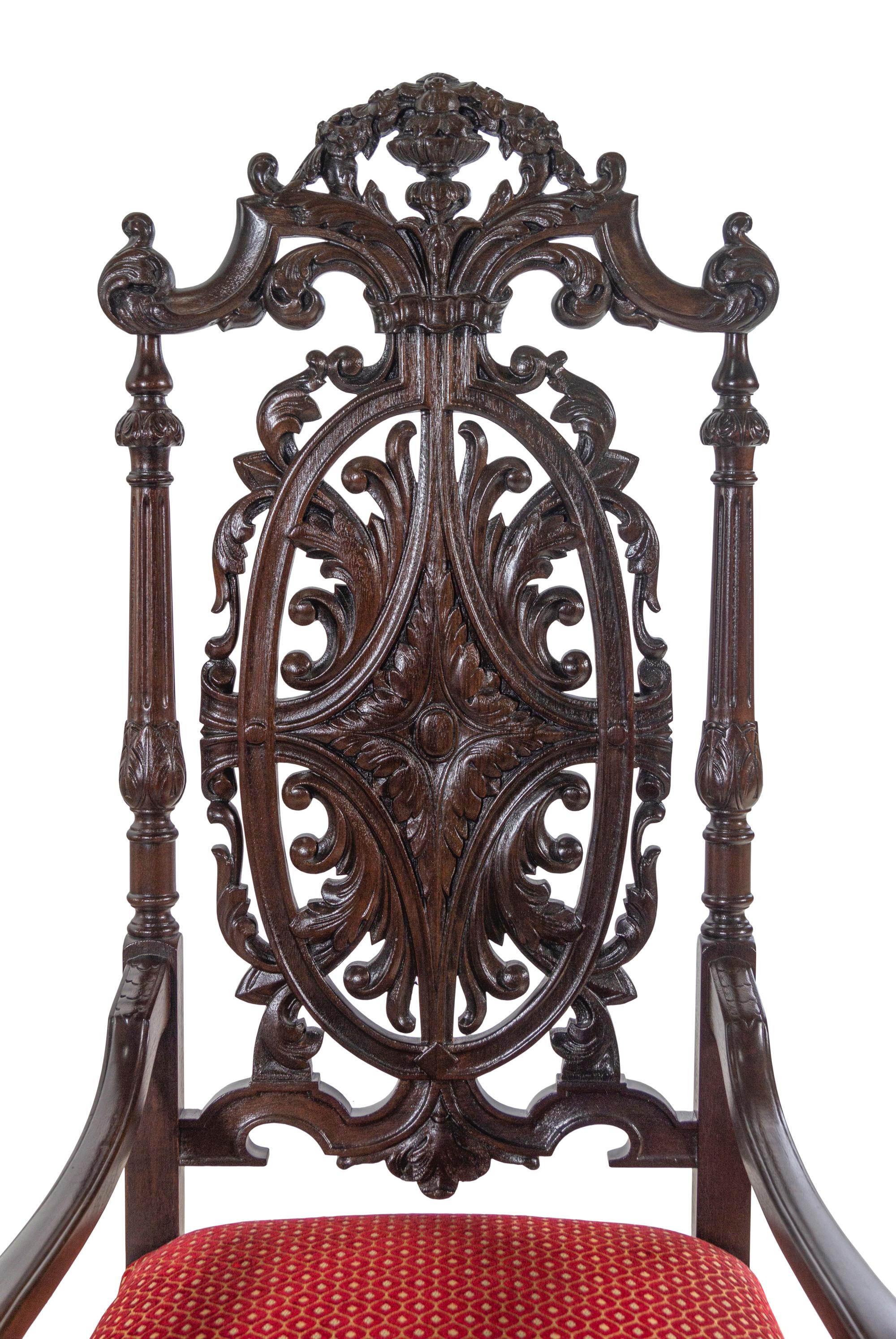 A Pair of Charles II Style Oak Armchairs