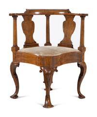 A George I Walnut Corner Chair