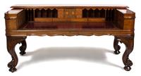 A Victorian Rosewood and Mahogany Spinet Piano-Form Desk Height 39 1/4 x length 84 x depth 39 1/2 inches. — 19TH CENTURY