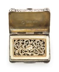A George III Silver Vinaigrette, Likely John Shaw, Birmingham, 1793, the case worked to appear as a satchel with floral decorated borde