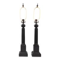 A Pair of Neoclassical Style Patinated Bronze Table Lamps