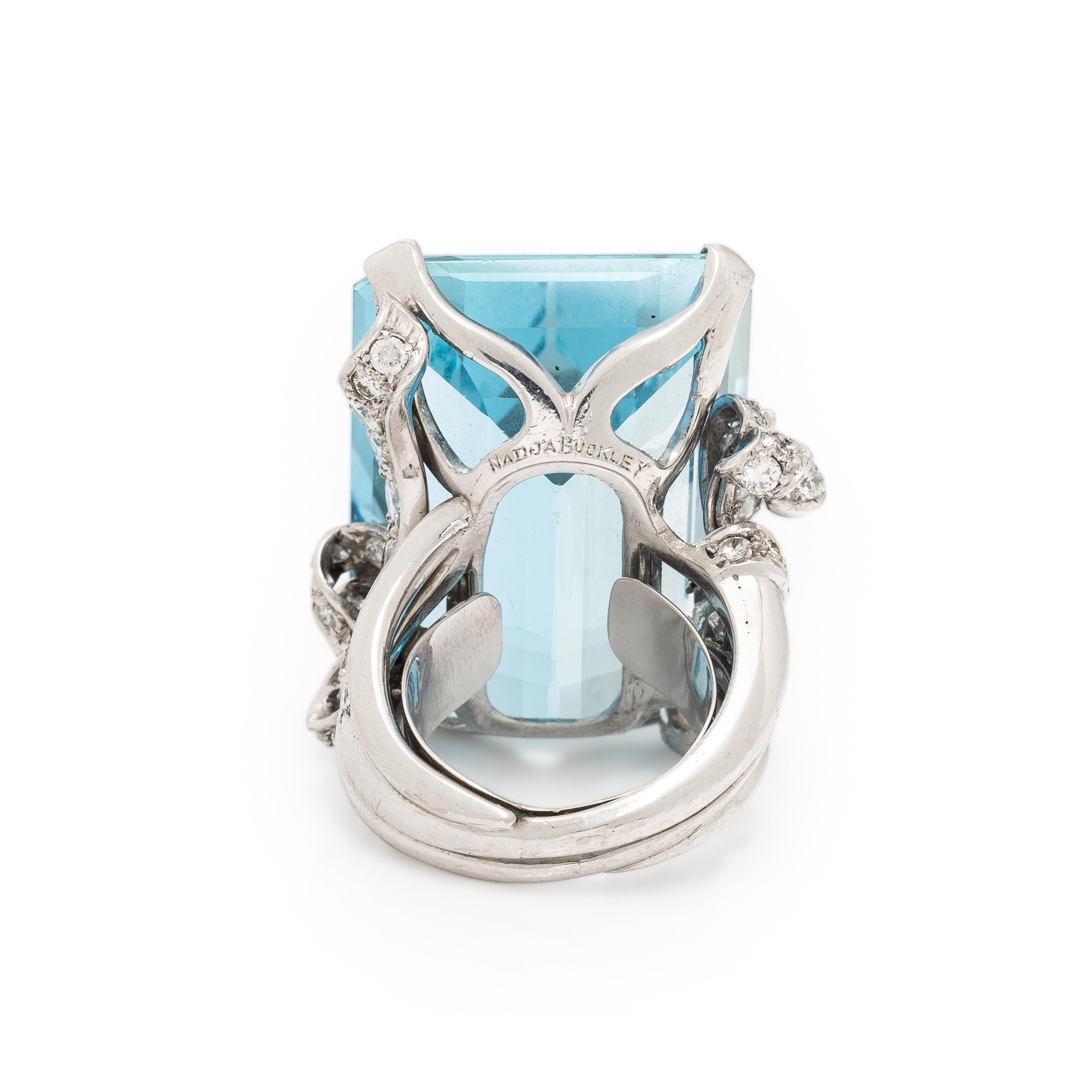 Nadja Buckley, Retro, Aquamarine, Diamond, and White Gold Ring