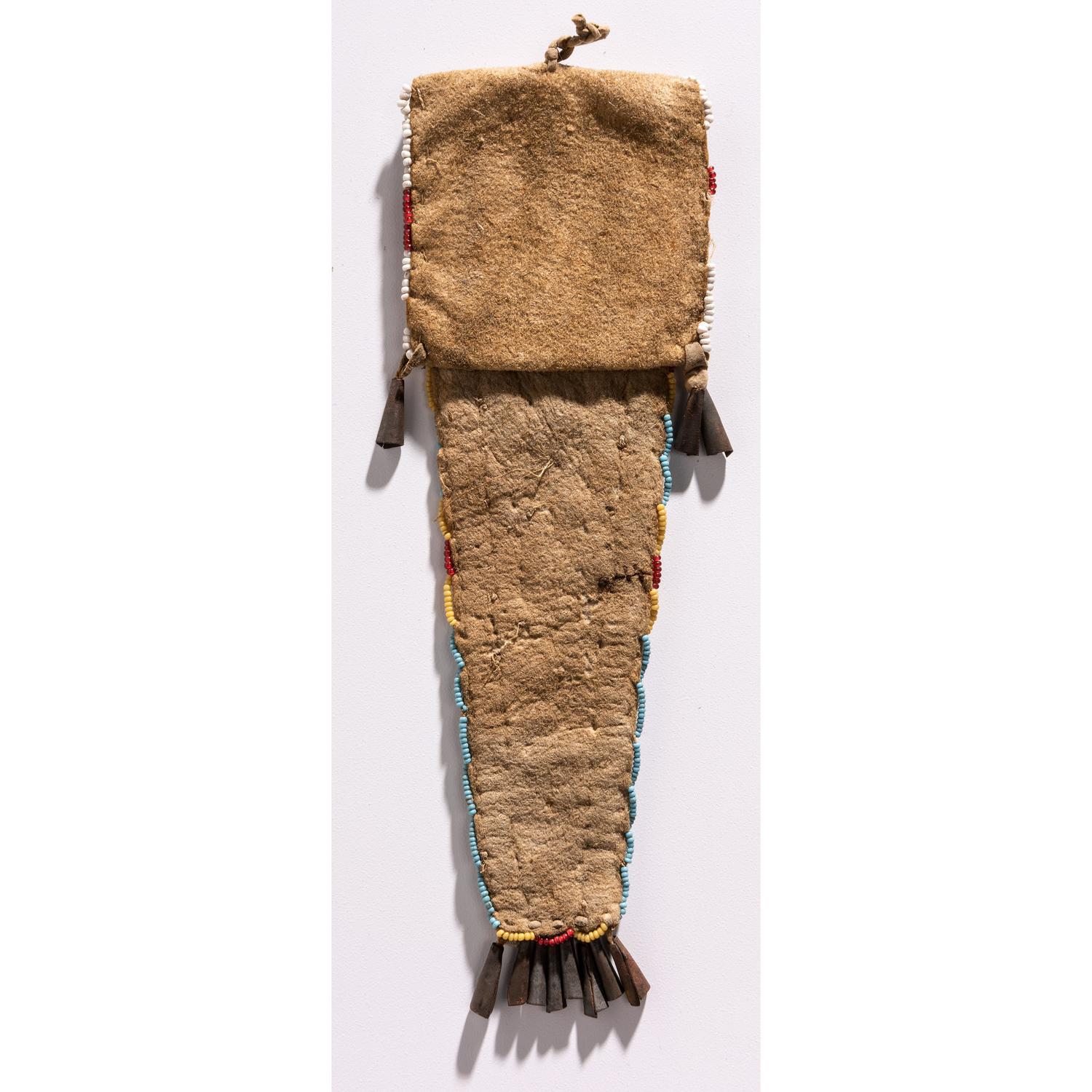 Ute Beaded Buffalo Hide Tab Bag