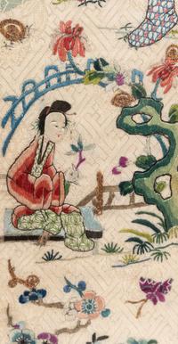 Two Pairs of Chinese Embroidered Silk Sleeve Bands