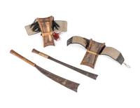Two Naga Hill Tribe Dao Swords and Two Garter Belts