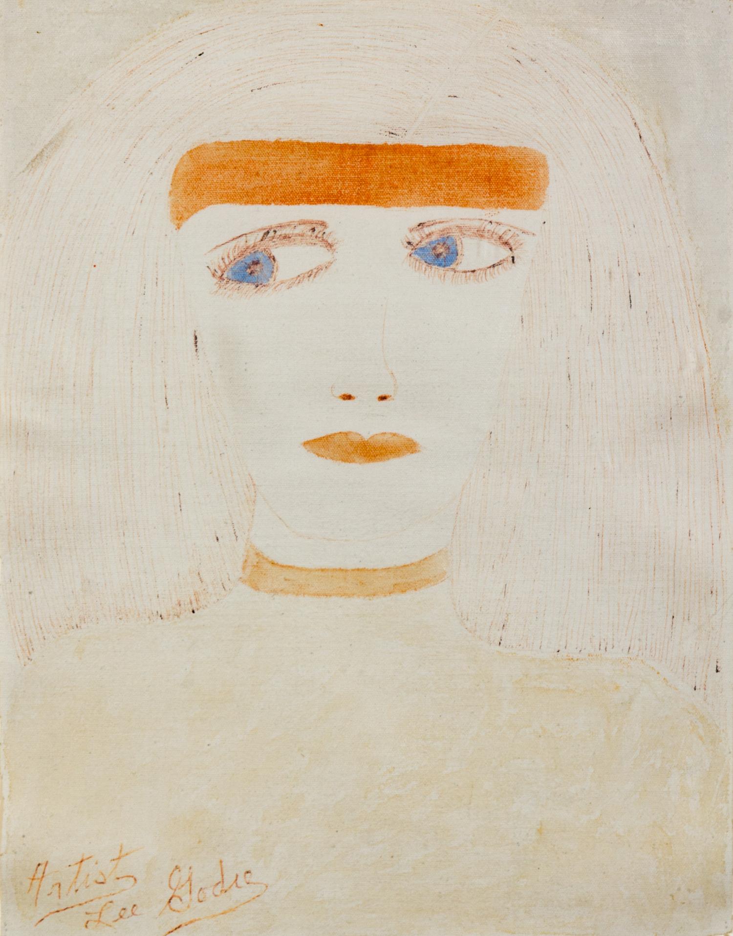 Lee Godie, (American, 1908-1994), Untitled (Girl with Orange Headband)