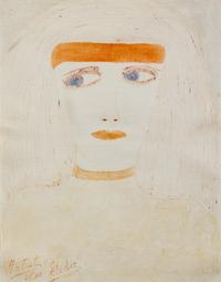 Lee Godie, (American, 1908-1994), Untitled (Girl with Orange Headband)