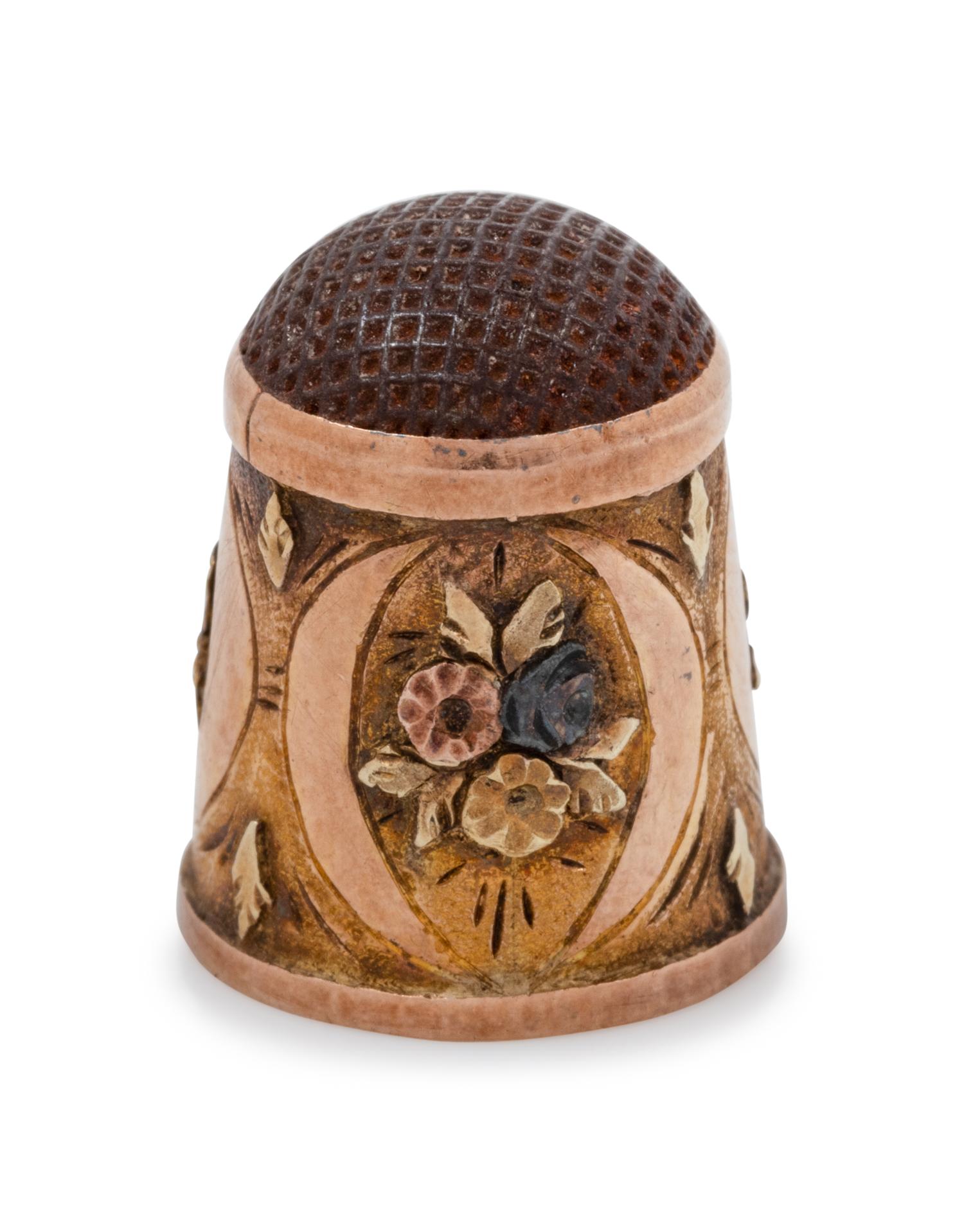 A Georgian Vari-Colored Gold Thimble