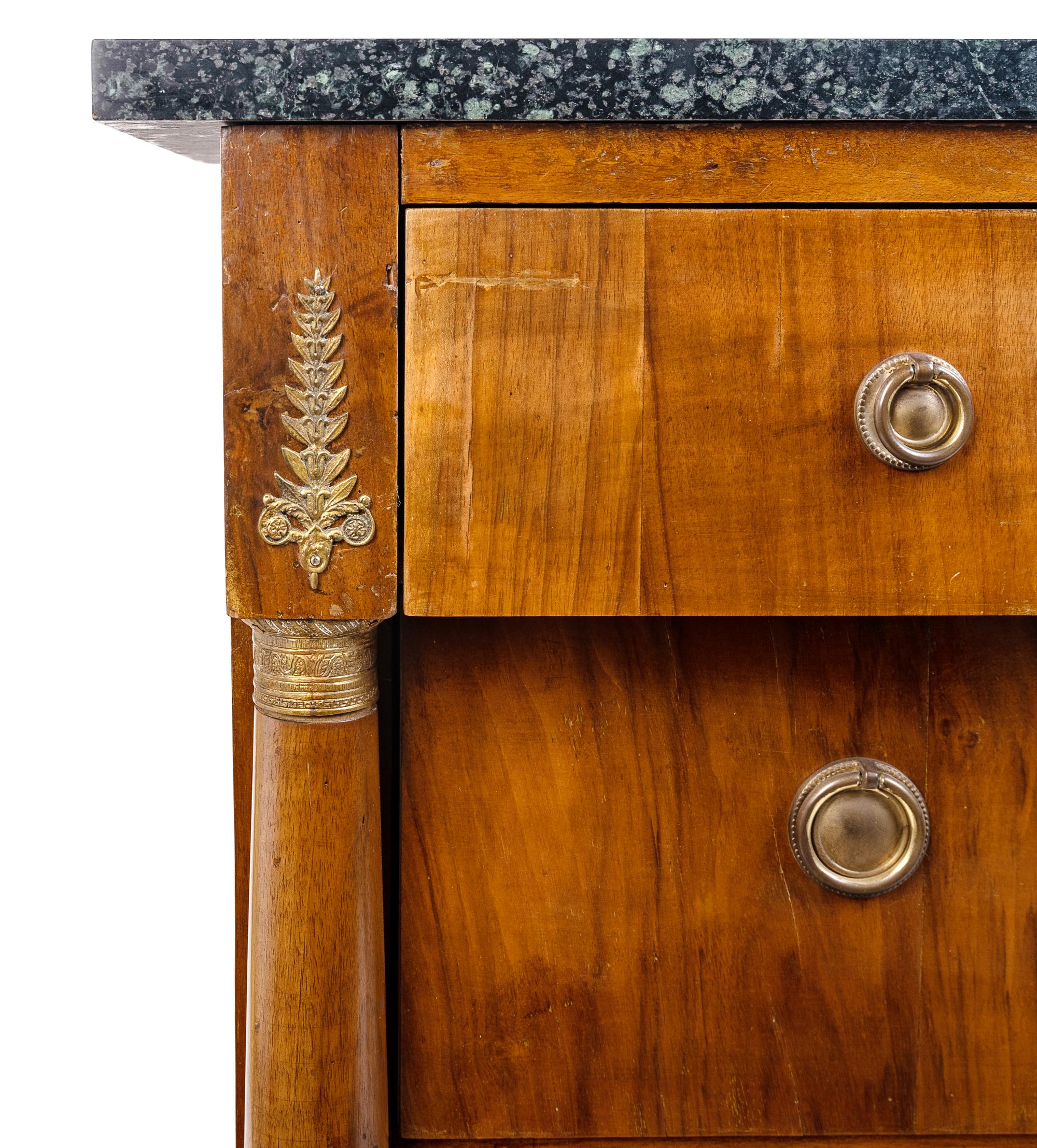 A Northern European Mahogany Marble-Top Commode with Painted Feet — FIRST HALF 19TH CENTURY