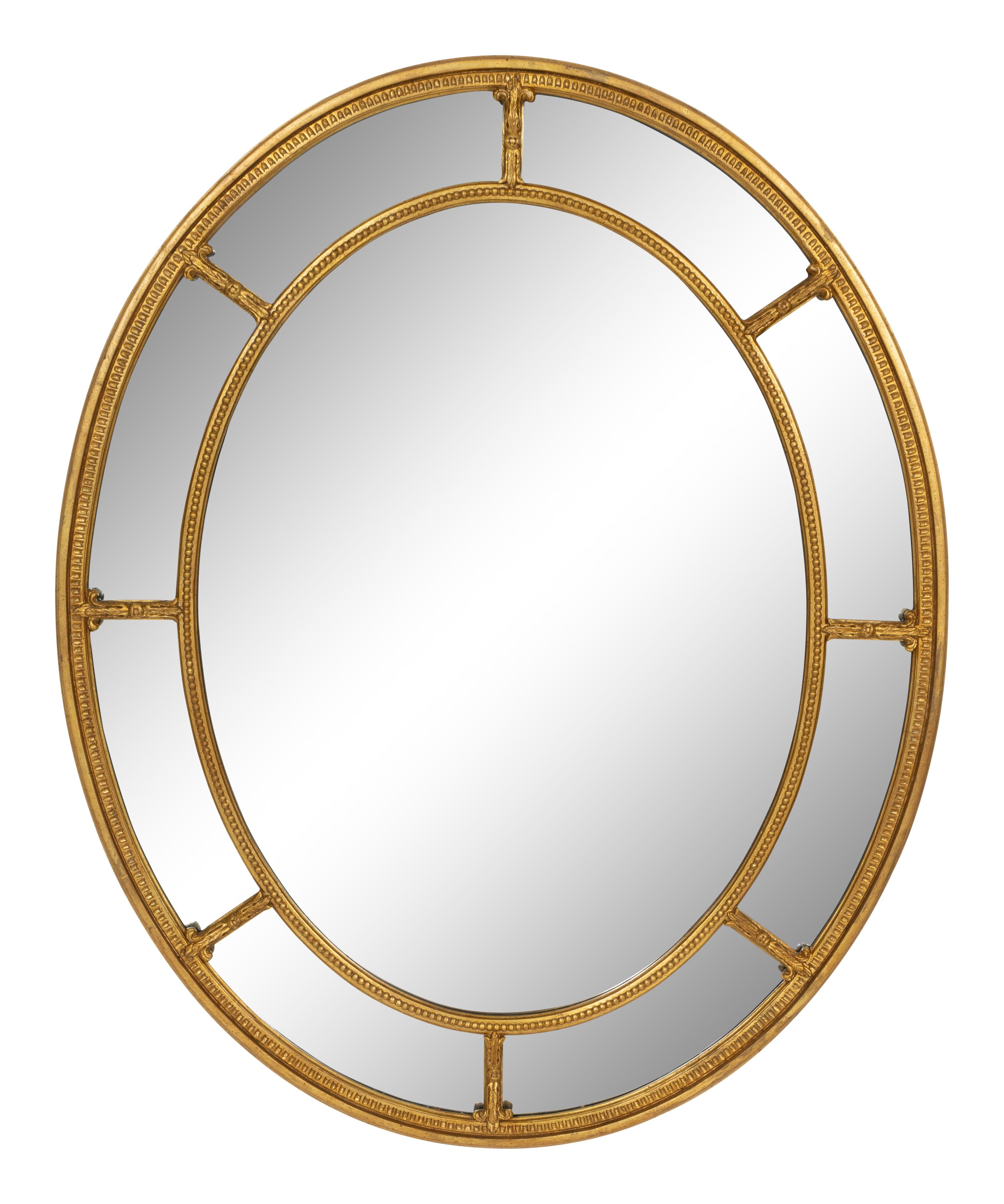 A George III Style Giltwood Oval Parclose Mirror with Beveled Glass