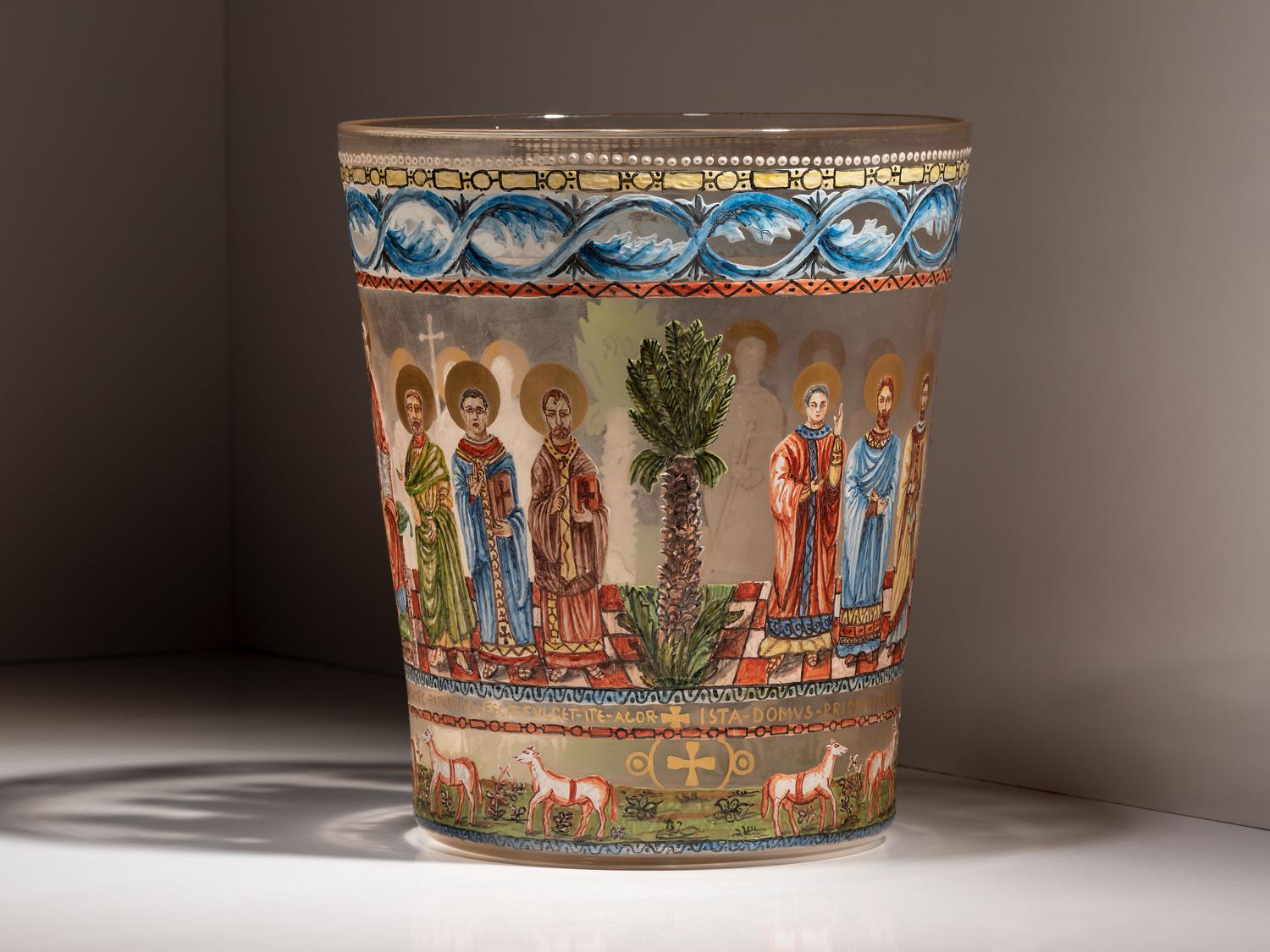 A Venetian Enameled Glass Beaker