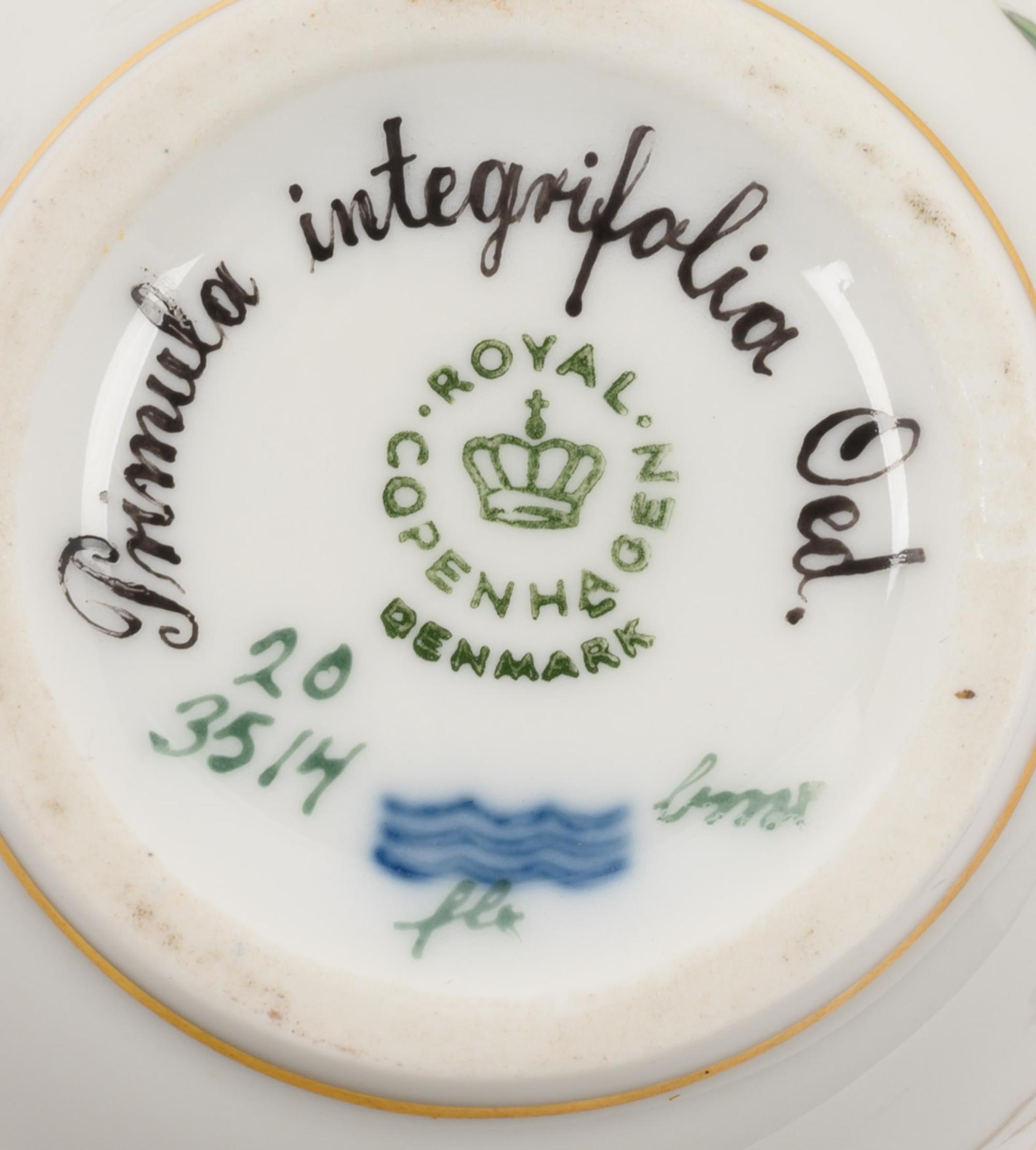 A Set of Eight Royal Copenhagen Flora Danica Pots de Crème and Saucers