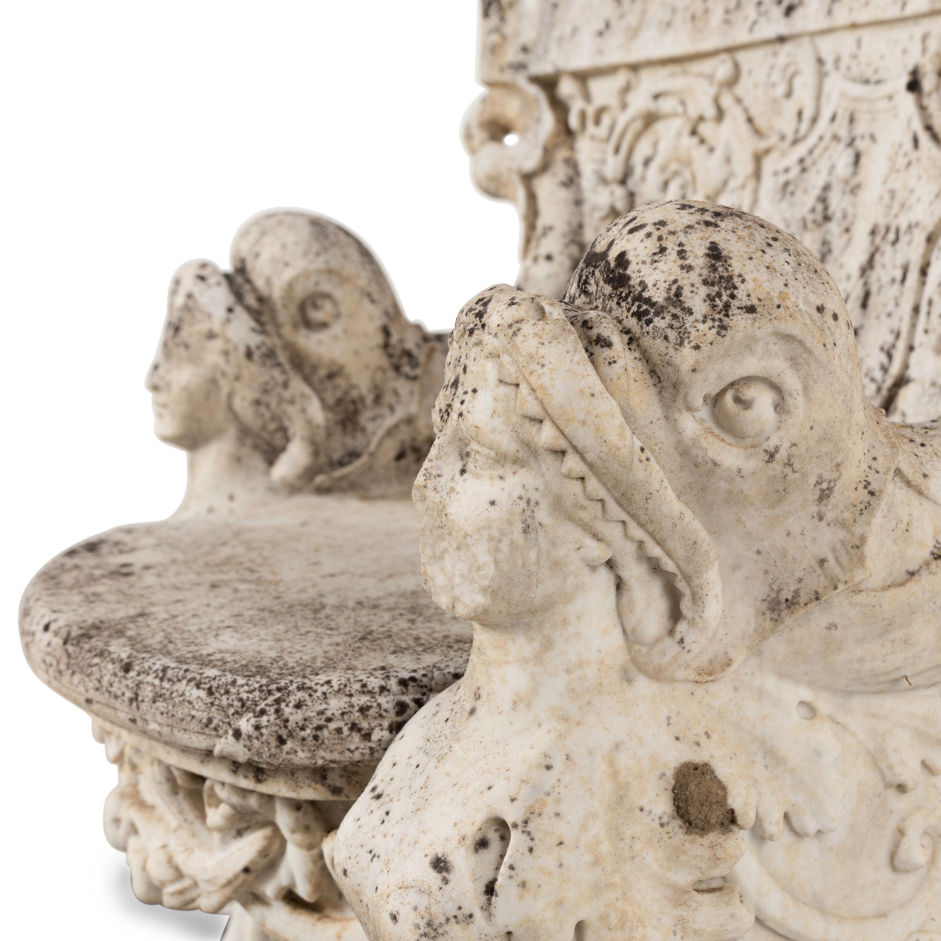 A Neoclassical Marble Throne Chair