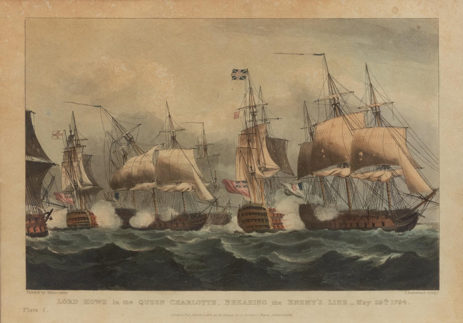A Set of Twenty-One English Hand-Colored Maritime Engravings