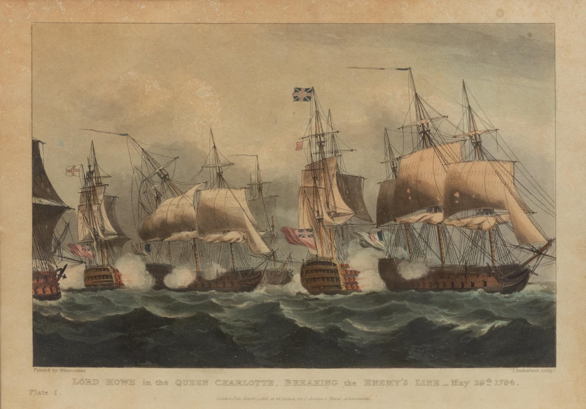 A Set of Twenty-One English Hand-Colored Maritime Engravings