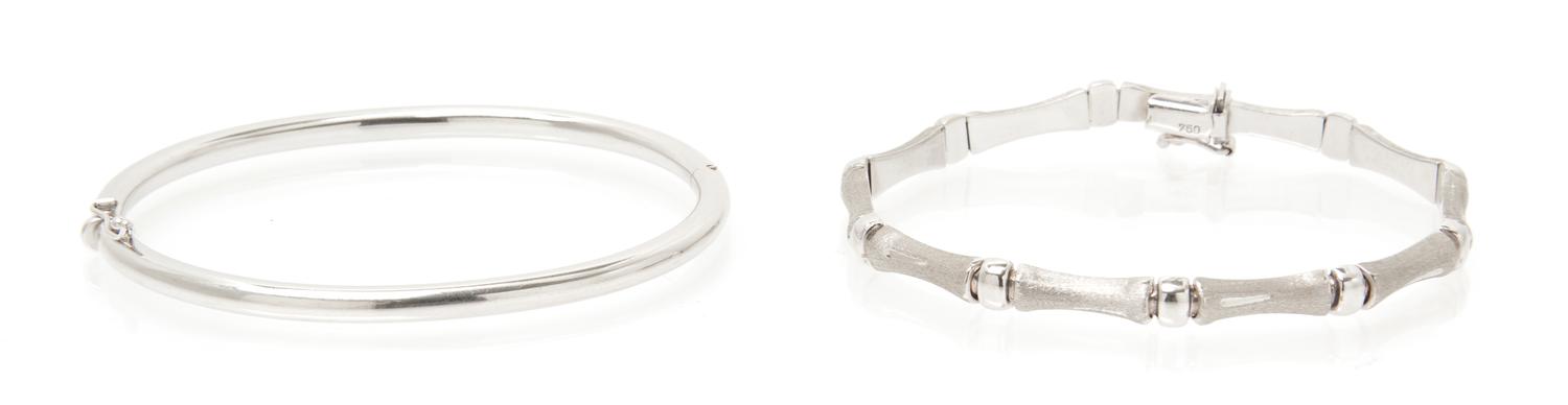 A Collection of 18 Karat White Gold Bracelets, 13.70 dwts.