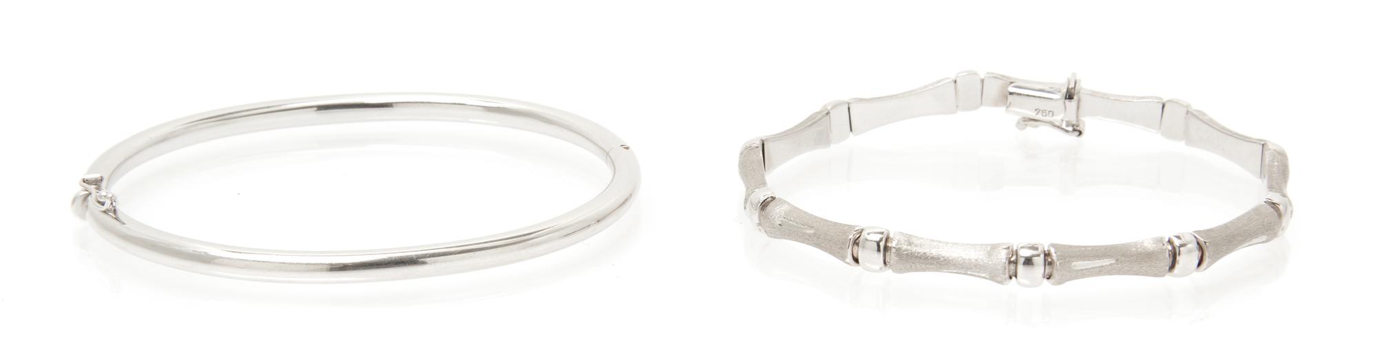 A Collection of 18 Karat White Gold Bracelets, 13.70 dwts.