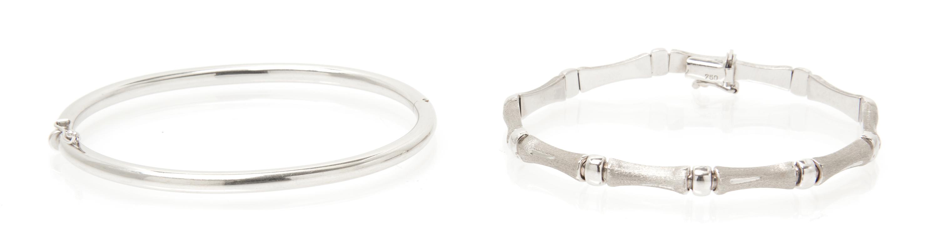 A Collection of 18 Karat White Gold Bracelets, 13.70 dwts.