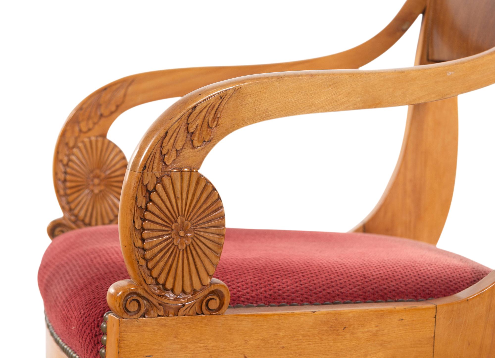 A Russian or Baltic Neoclassical Birch Armchair