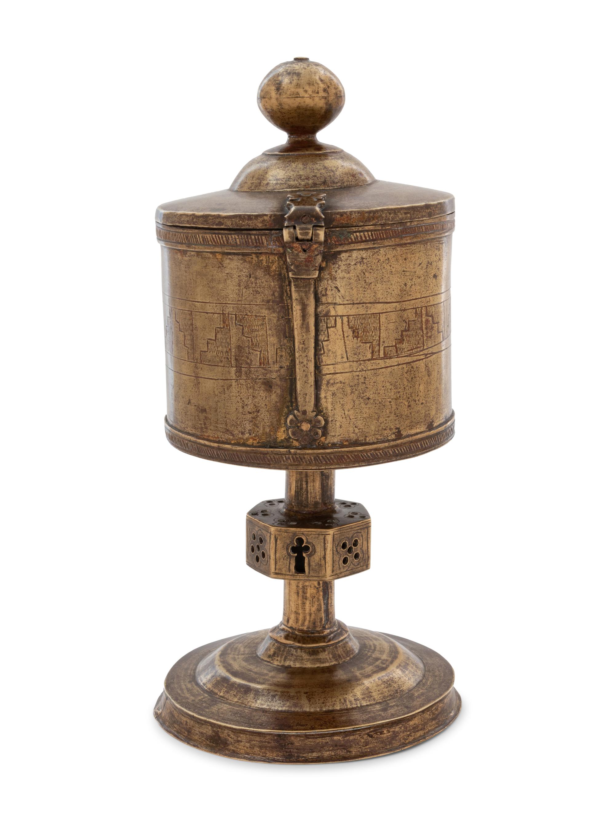 A Gothic Engraved Copper Ciborium
